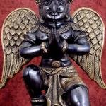 Grand Brass Garuda with Black & Gold Finish | 28" x 19" x 15" (71.1 x 48.3 x 38.1 cm) | 45 kg Monumental Art | Heat-Treated Divine Murti